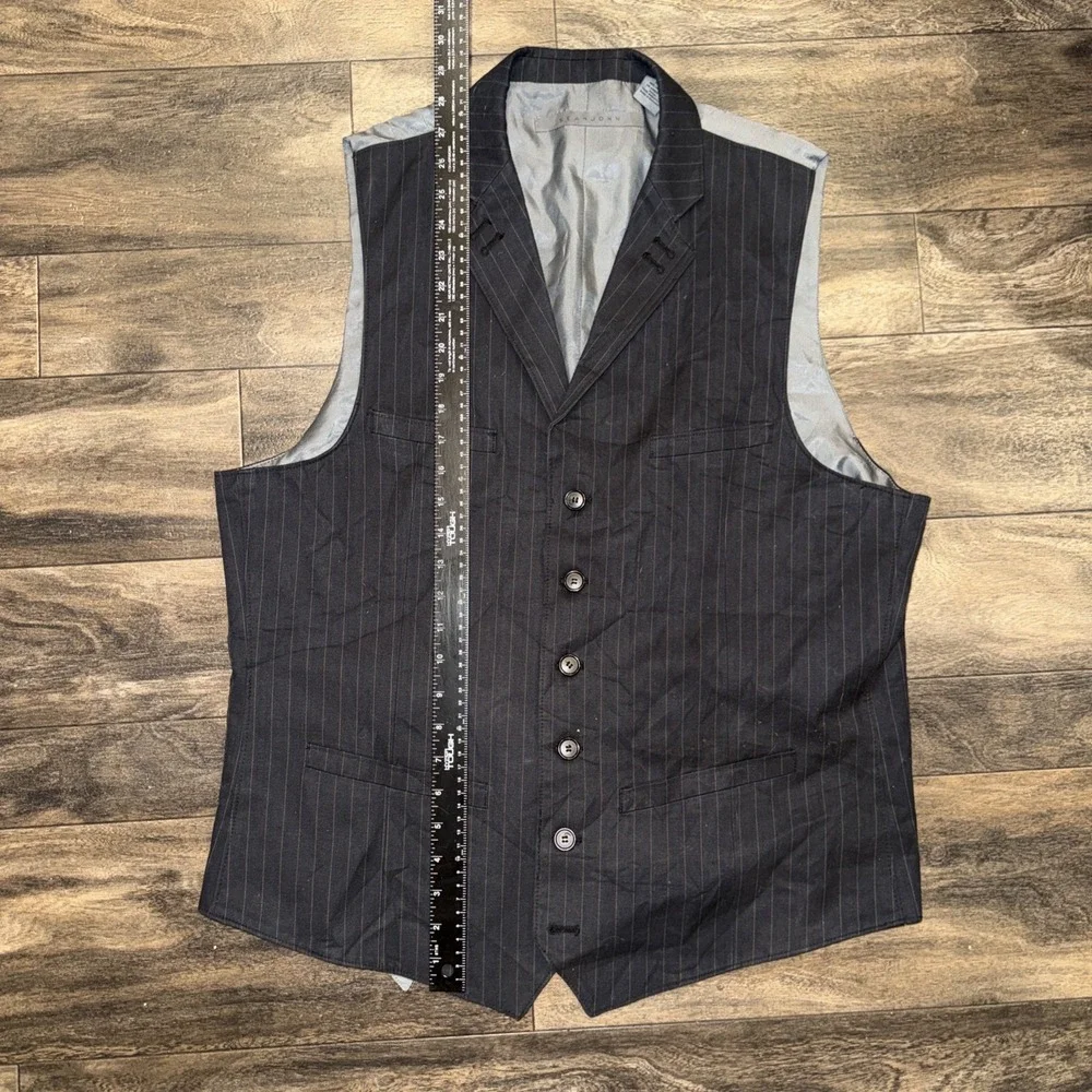 Sean John Pinstripe Dress Button-Down Vest Men's Size XXL Black-and-Grey Striped